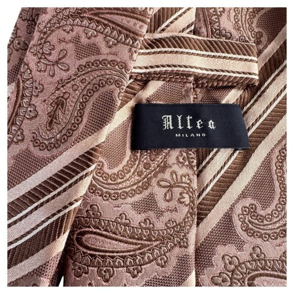 Altea Milano Men's 100% Silk Tie Paisley/stripe Necktie 4" wide Made in Italy - Picture 2 of 3